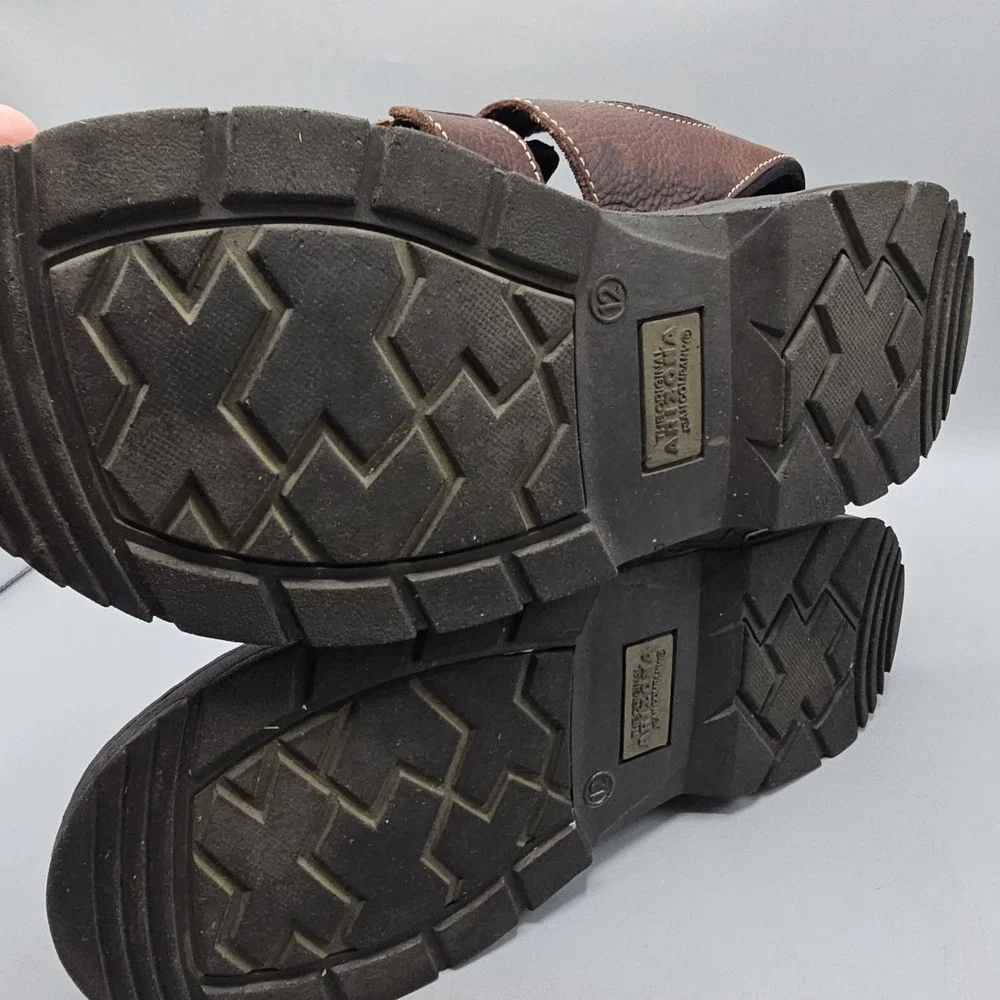 Vintage 90s Y2K Arizona Jean Leather Mens Chunky Fisherman Padded Sandals Sz 12